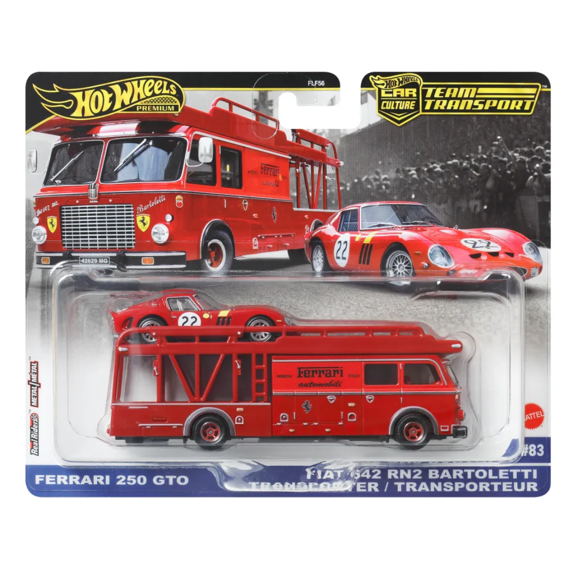 Hot Wheels Premium Car Culture Team Transport #83 - Ferrari 250 GTO & Fiat 642 RN2 Bartoletti Transporter